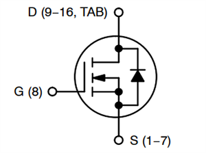 Schematic - onsemi NVBYST0D8N08X Single N-Channel Power MOSFET