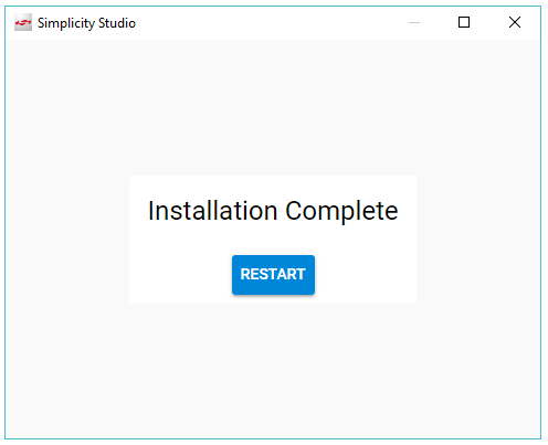 Simplicity Studio Restart Screen