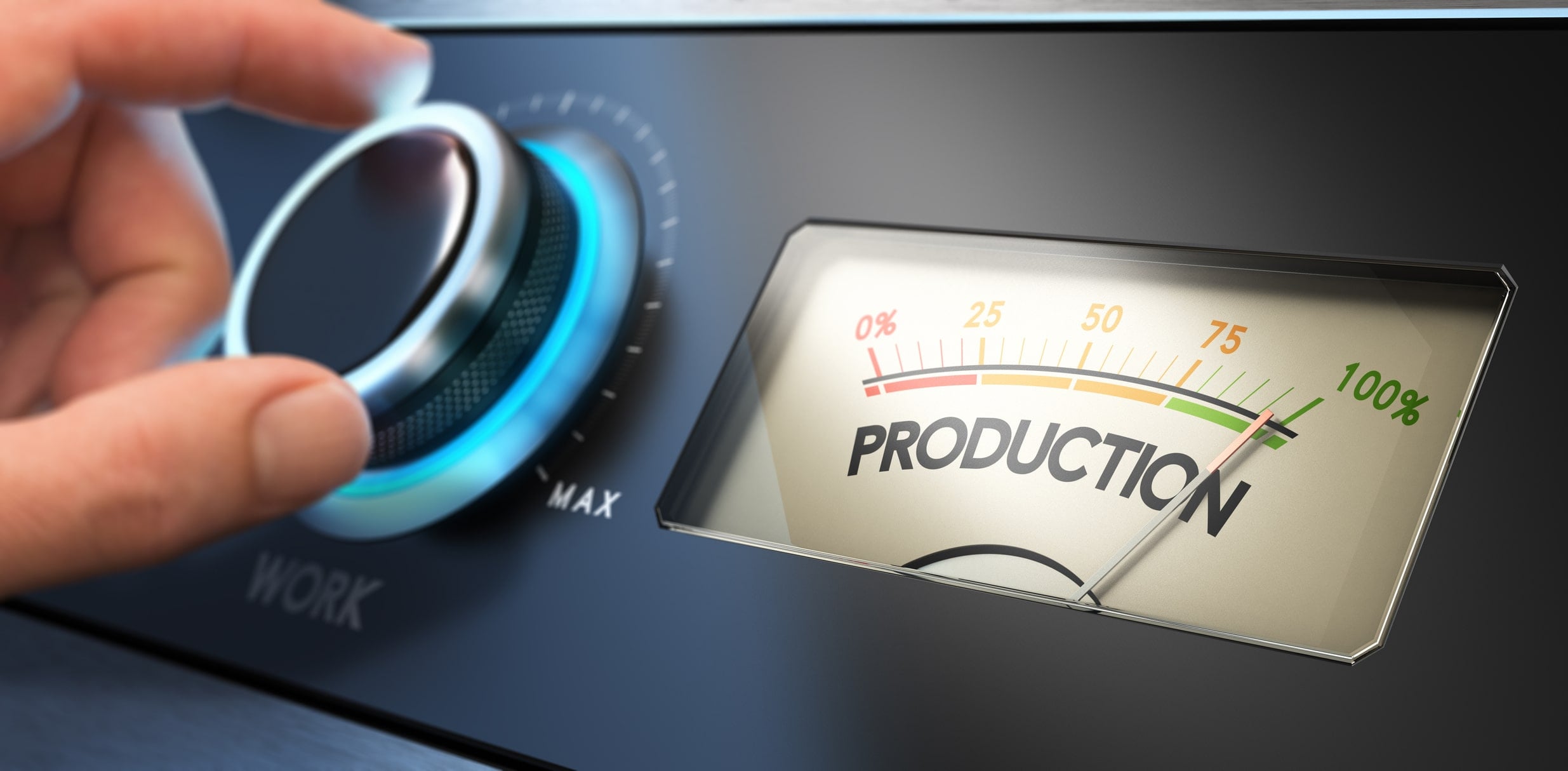 hand turning the dial of productivity